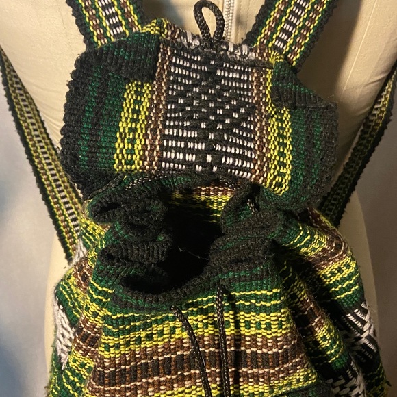 Backpack Woven Multicolor Boho Bag Hippie Drawstring - Picture 5 of 10